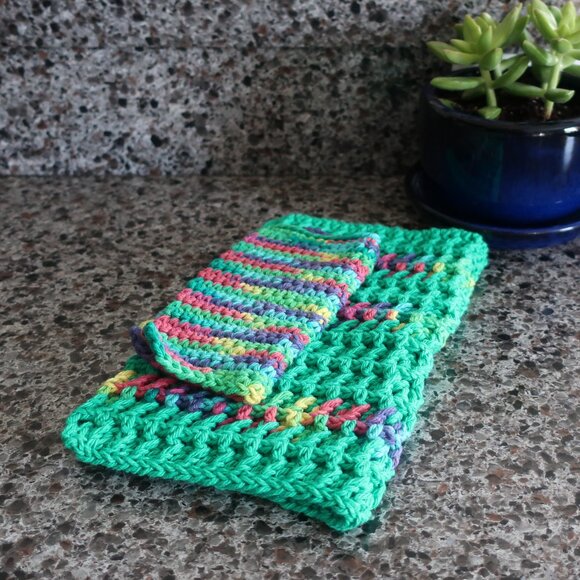 Multicolored Crochet Dish Drying Mats 100% Cotton Kitchen - Picture 2 of 13